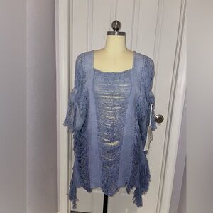 Alejandra Raw 1.0 Crudo Blue Knit Poncho/Top